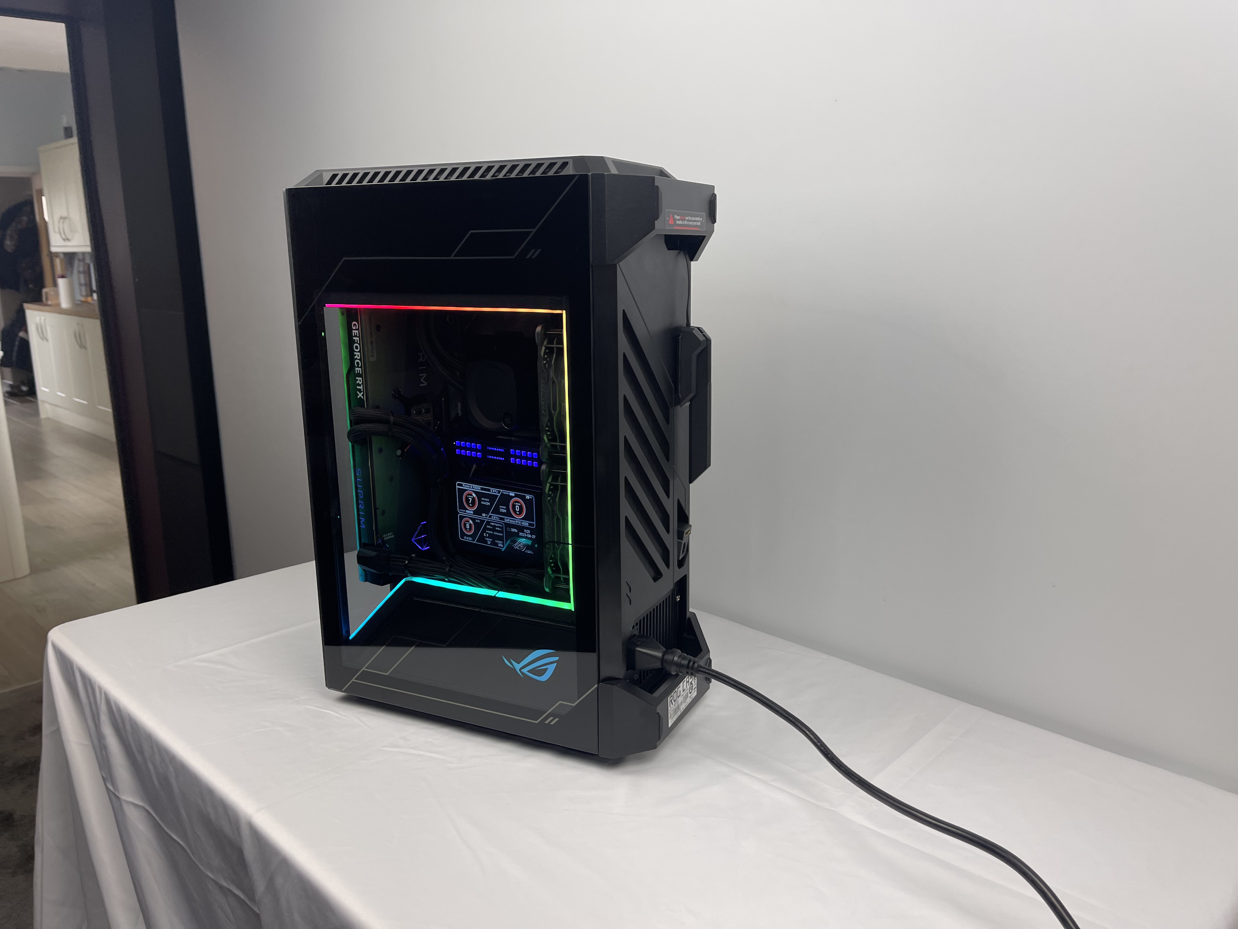 Original August 2023 photograph of Sean's completed ROG Z11 on a white-covered table