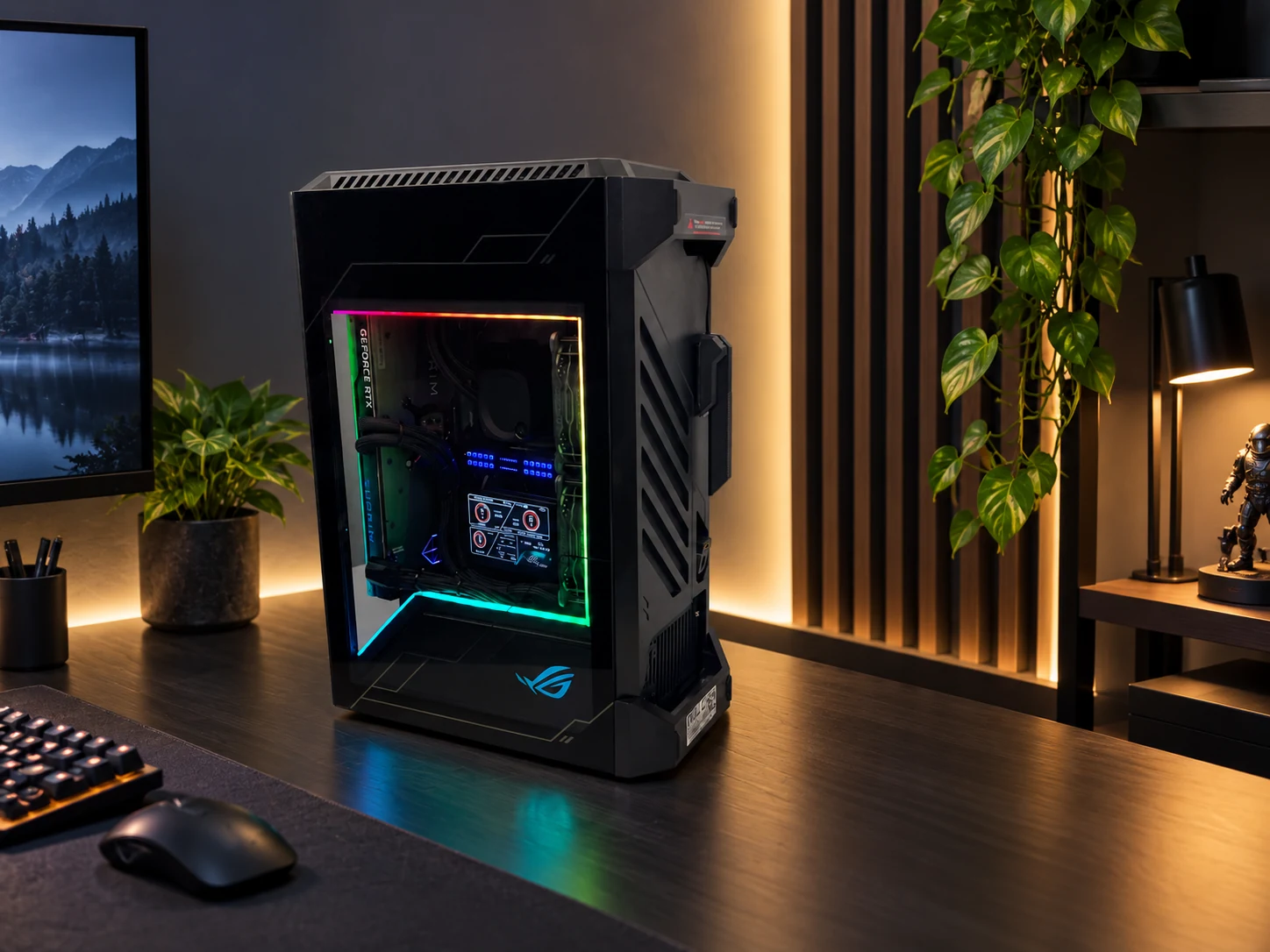 Sean's ROG Z11 gaming PC with an AI-edited background