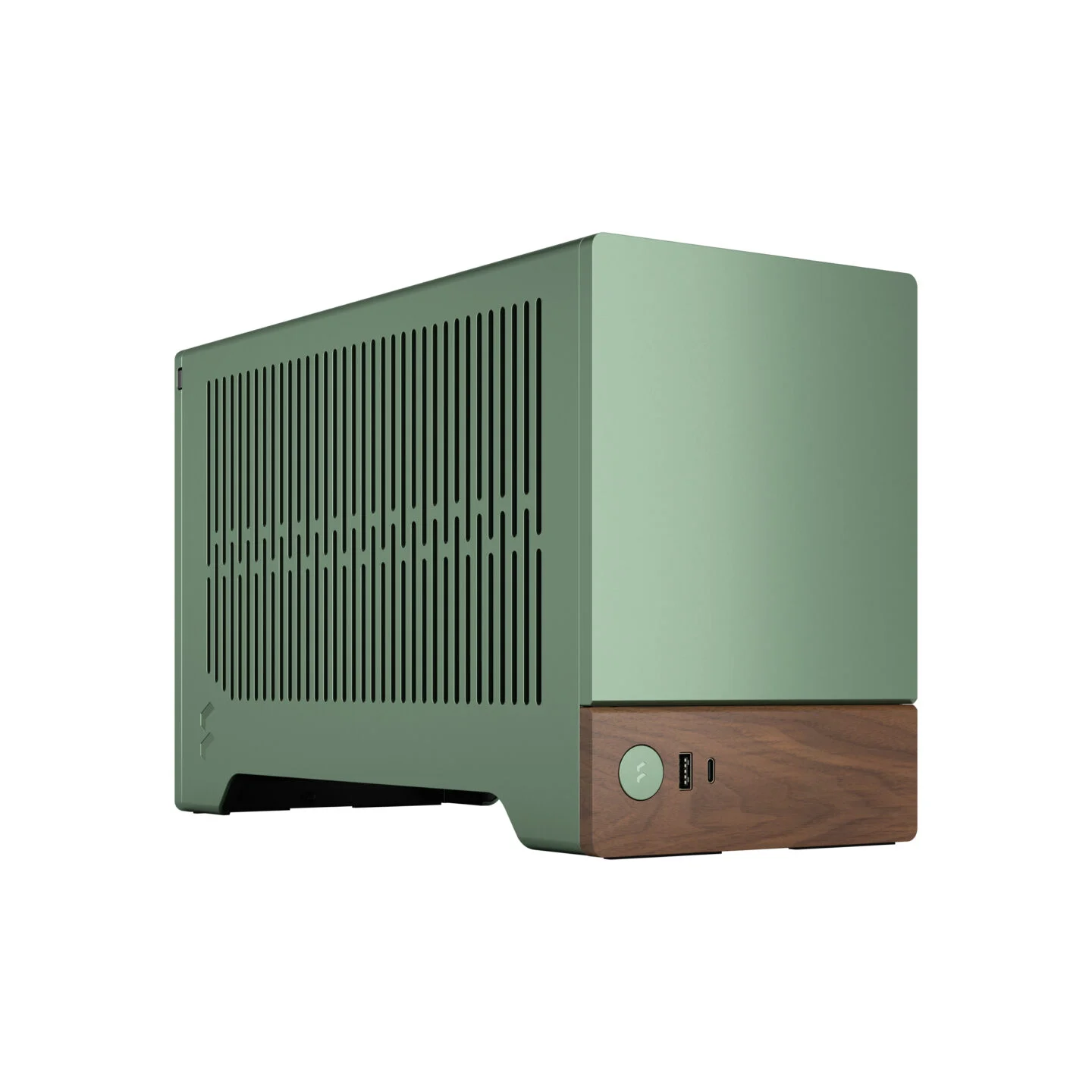 Green Fractal Terra case used as a compact custom PC design reference